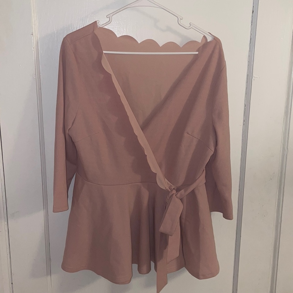 Scallop Trim Surplice Wrap Top